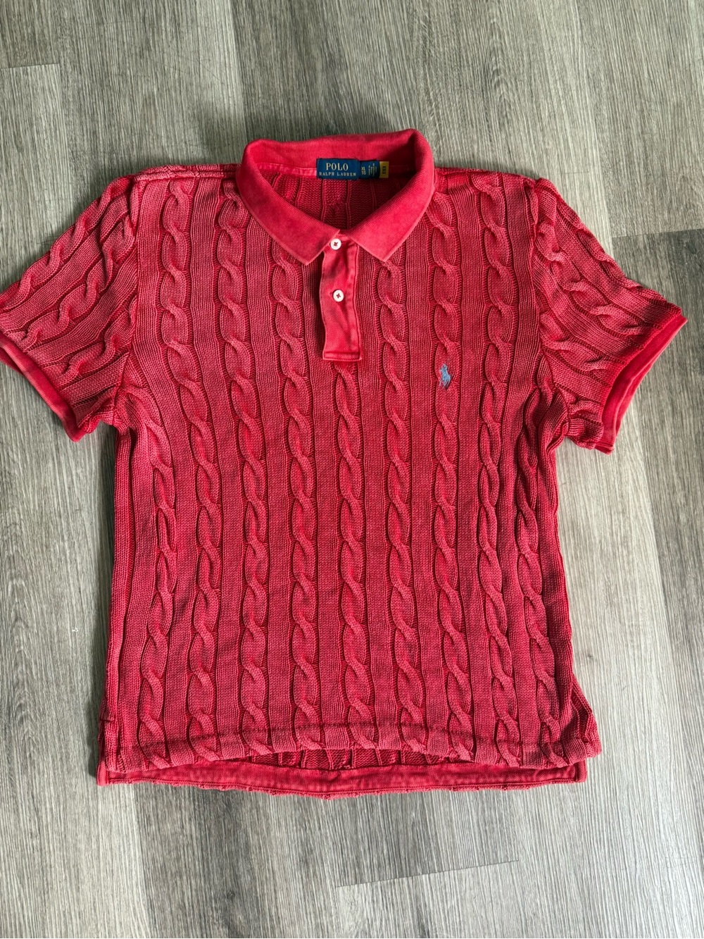 Polo Ralph Lauren red cable-knit polo shirt